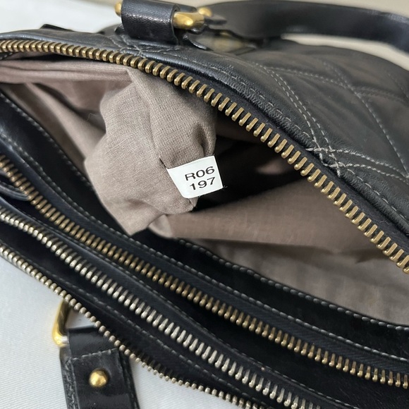 Marc Jacobs Quilted Leather Satchel Tote Black Gold Hardware Made in Italy - Picture 8 of 17